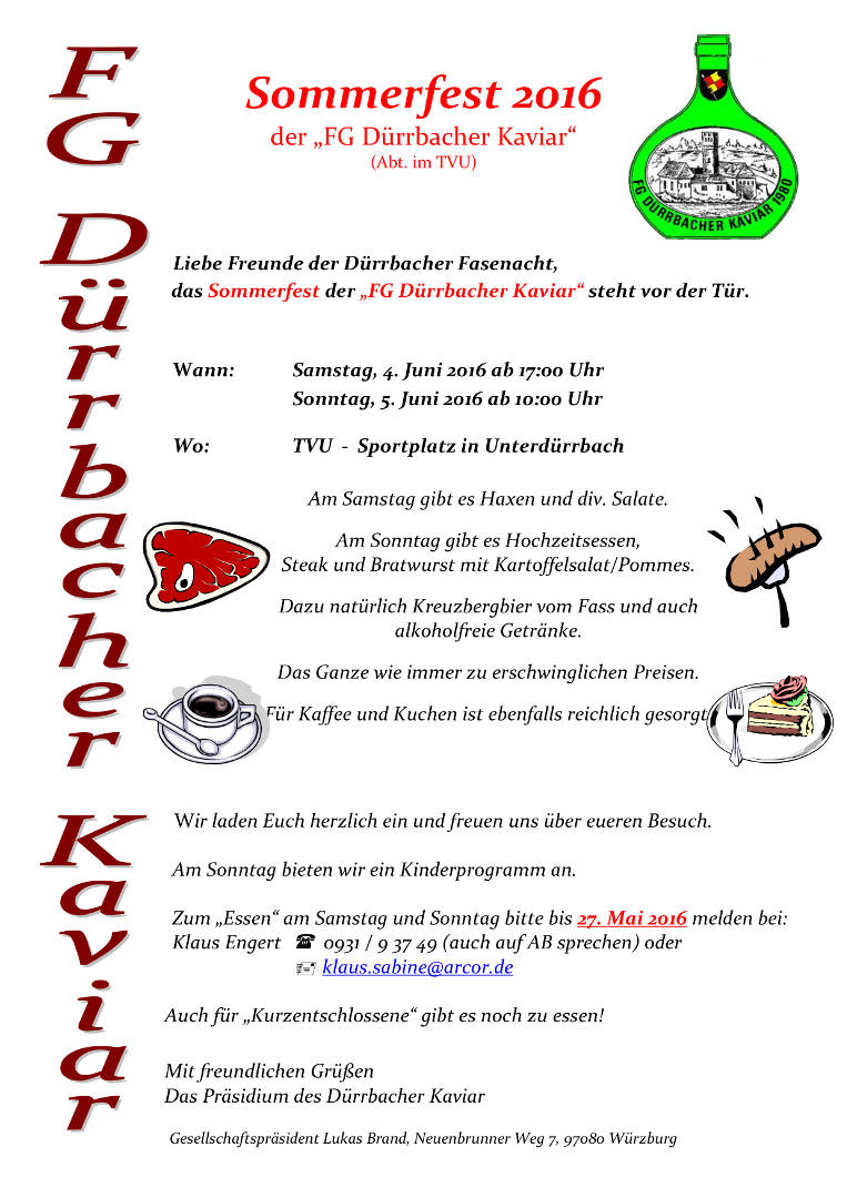Sommerfest der FG Dürrbacher Kaviar 2016