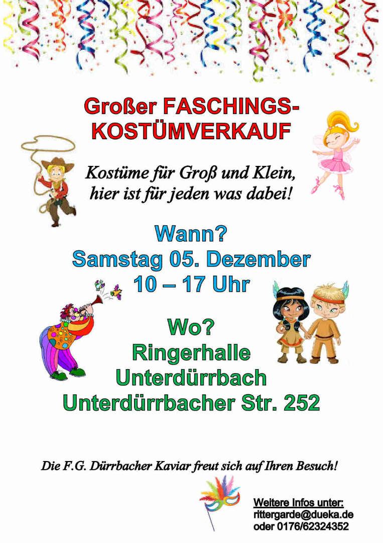Flyer zum Kostümverkauf